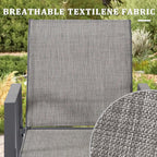 Outdoor Bar Stools Set of 2, 44'' Patio Bar Chairs with Textile High Back, Bar Height Chairs with Straight Armrest and Footrest, Grey