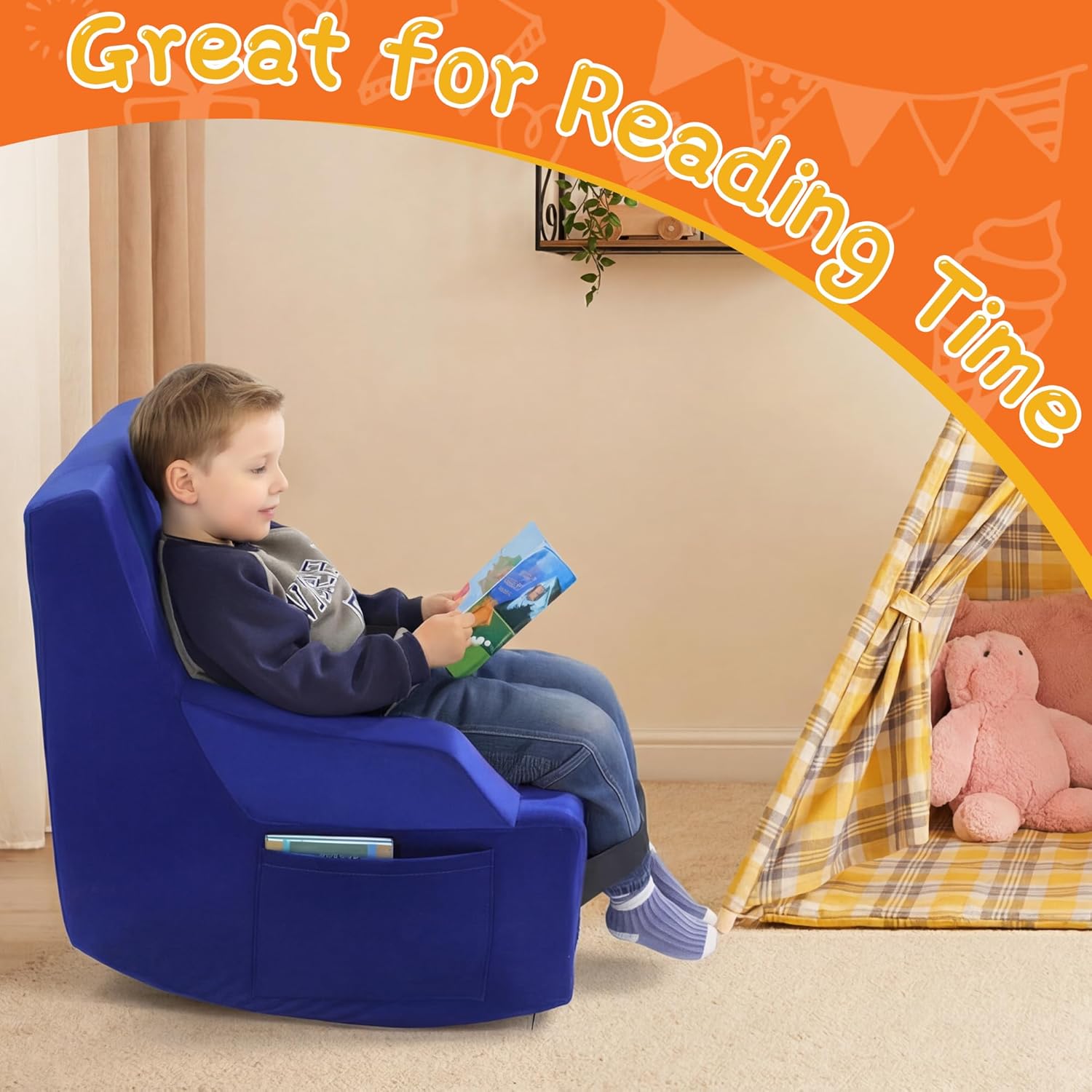 BALAPET Sensory Rocking Chair for Kids, High-Density Foam Calming Sensory Rocker for Kids, Balance Seat with Seatbelt Helps Children Relax, Focus & Play, Flexible Indoor & Outdoor Seating