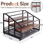 kimilus Coffee Syrup Rack Organizer, 4-Tier 12 Bottle Syrup Rack with 35 K Cup Drawer for Coffee Bar, Countertop Bottle Holder Stand for Dressing for Kitchen Cafe Station