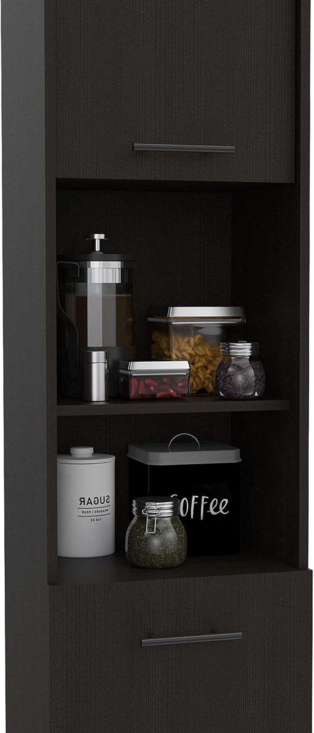 2-Door Pantry Cabinet, with Two 2-Cabinet Spaces and Two Open Shelves,Buffet Kitchen Sideboard for Kitchen,Dining Room,15.7 * 13.7 * 79.5