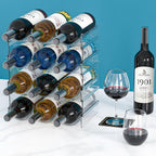 Plastic Water Bottle Organizer and Wine Rack Storage Holder,4 Tier 12 | Containers Stackable Free-Standing Bottle Storage Rack for Kitchen Countertops, Table Top, Pantry, Cabinets, Fridge - Clear