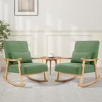 SAETSFEG Rocking Chair for Nursery with Lumbar Pillow, Upholstered Accent Chair with Solid Rubberwood Frame, Living Room & Bedroom, Cozy Reading Chair for Small Spaces, Green
