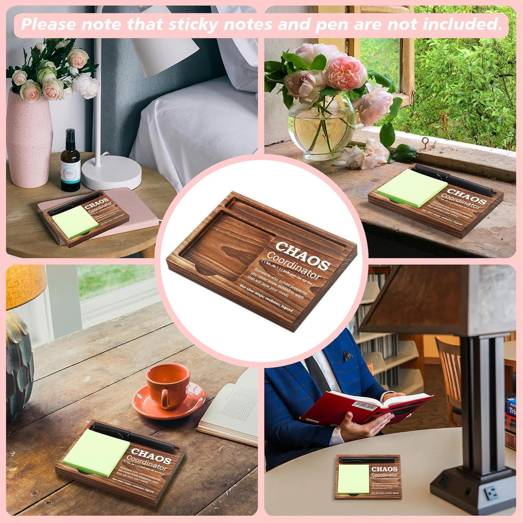 Chaos Coordinator Sticky Note Holder Wooden Notepad & Pen Holder 6.5" x 4.7" Sticky Note Pad Holder Dispenser for Desk Chaos Coordinator Definition Work Gifts, NPA184