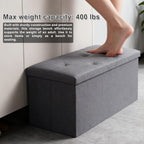 30 inch Storage Ottoman Bench, 30 inch Folding Storage Bench Ottoman, for Bedroom, Living Room, and Utility Room, Grey (30'' W)
