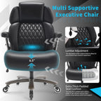 Big and Tall Office Chair 700lbs - Adjustable Headrest&Lumbar Support, 3D Flip Arms, Large Wheels &Heavy Duty Metal Base, Ergonomic High Back Computer Chair Desk Chair, Thick Padded Extra Wide Seat