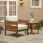 LuxenHome Acacia Wood Outdoor Patio Chair, Wooden Patio Lounge Chair with Cushions, Outside Club Chair with Thick Seat, Armchiar for Balcony, Lawn, Garden, Porch
