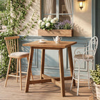 Solid Wood Bar Table, Farmhouse 31.5 Inch Square Counter Height Bistro Table with Footrest, Commercial Pub High Top Cocktail Furniture for Restaurant Cafe Bar, Brown