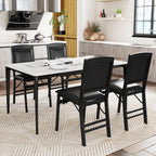 COSTWAY Folding Dining Chairs Set of 2, Wooden Kitchen Side Chairs w/Padded Seat, Solid Wood Frame, 400 LBS Load Bearing, No Assembly Needed, Vintage Foldable Chairs for Dining Living Room, Black