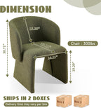 Barrel Dining Chairs Set of 2, Modern Comfy Kitchen Chairs with Arm, Upholstered Teddy Velvet, Bedroom, Living Room, Reading Room, Green