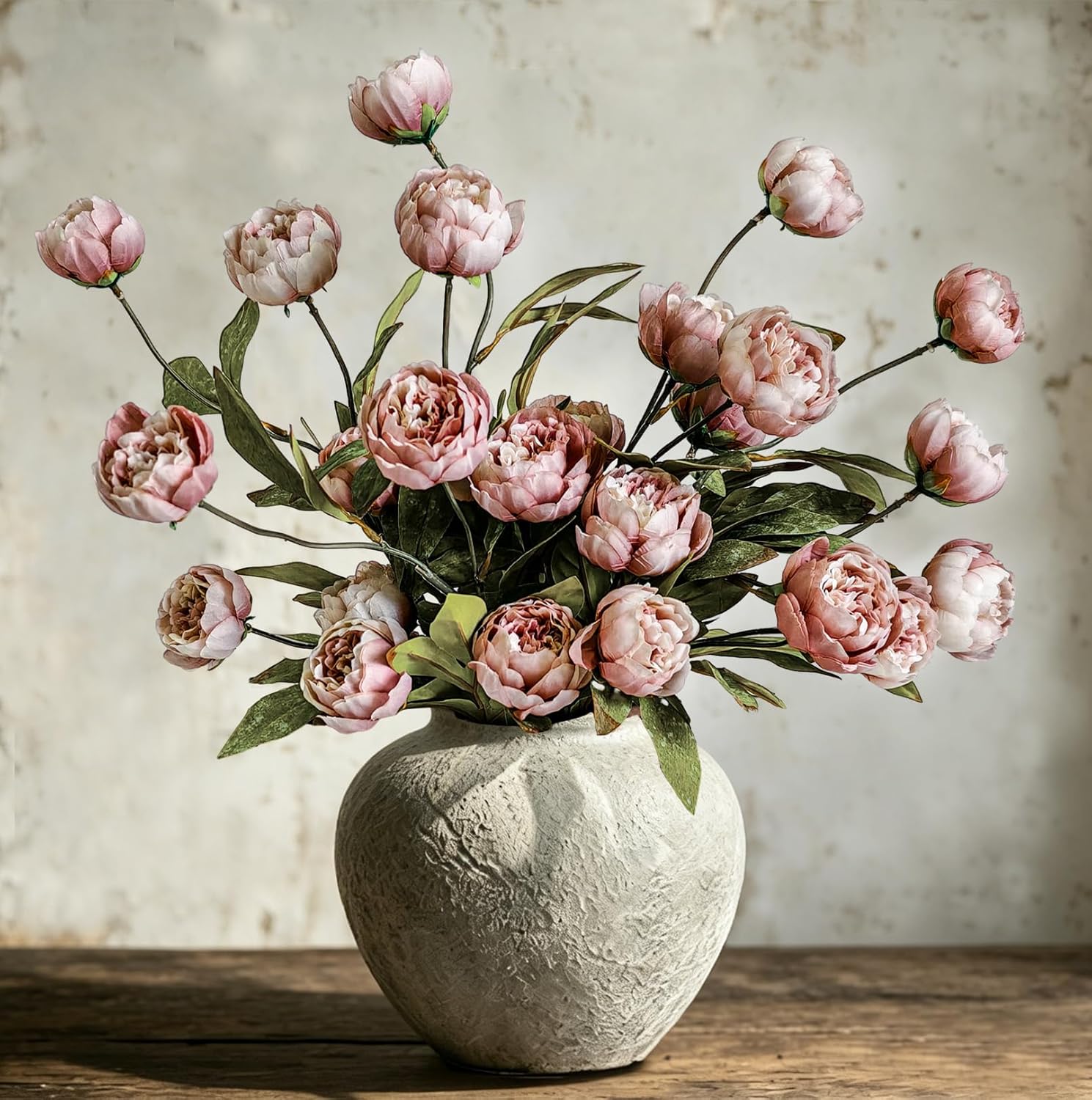 6Pcs Viral Peony Artificial Flowers for Vase，27in Real Touch Fake Flowers Branches with Flexible Wired Stems for Home Decor DIY Bouquet Centerpieces Wedding Shower Fillers Arrangements,Dusty