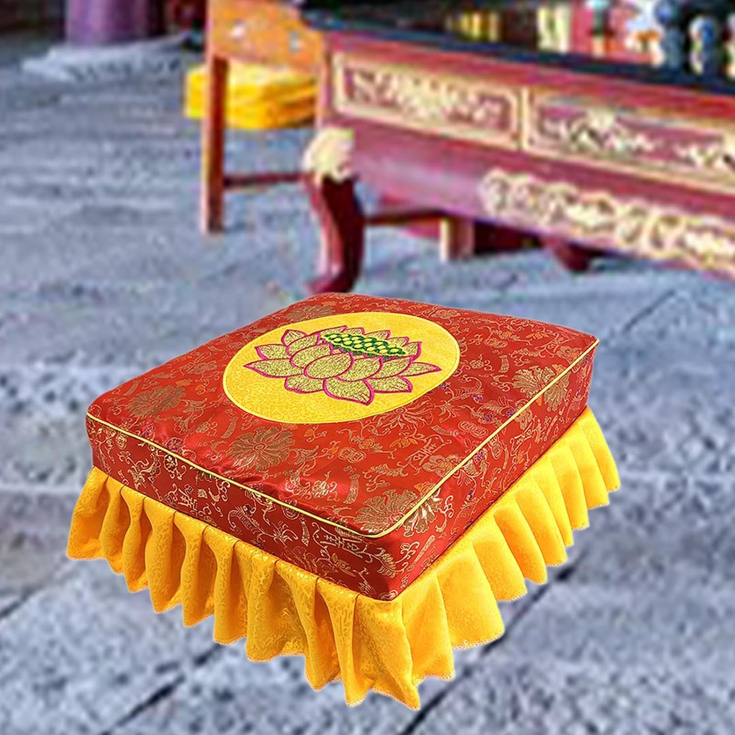 Kneeling Meditation Stool Prayer Stool with Washable Cover Flat Seat Comfortable for Adults Meditation Floor Seat for Praying