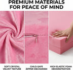 Pink Princess Toddler Couch, 2-in-1 Foldable Sofa Bed & Chair for Kids 1-5, Space-Saving for Small Rooms, Fits Multiple Spaces, Flexible Layout, Comfy Crystal Velvet, Playroom Gift
