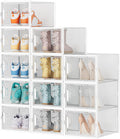 Shoe Storage, 12 Pack X-Large Shoe Organizer for Closet, Shoe Boxes Clear Plastic Stackable Shoe Storage Boxes for Size 13