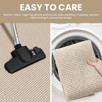IOHOUZE Washable Runner Rug 2x8 Non Slip Rubber Backed Hallway Runner Entryway Runner Indoor, Kitchen Rugs Woven Cotton Floor Carpet for Kitchen Hall Entrance Bedroom, Cream/Beige