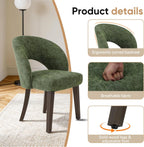 Dining Chairs Set of 2, Mid Century Modern Dining Chairs with Solid Wood Legs, Curved Back Kitchen Chair Farmhouse Side Upholstered Chairs for Kitchen Dining Room, Green