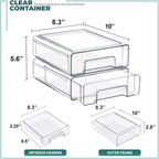 Sorbus Medium Clear Stackable Storage Drawers – 2-Pack Plastic Organizer Bins with Handles – Pull-Out Stackable Drawers for Bathroom Closet, Medicine, Cabinet, Pantry Storage, Baby Bottle Organizer