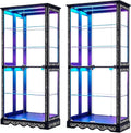 71" Tall Glass Door Display Cabinet, Curio Cabinet with RGB LED Lights, Lockable Showcase, Removable Shelves, for Collectibles, Figures, Medals and Books (2, Black)