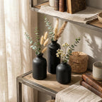 Small Ceramic Vase Set of 3, Boho Home Decor Vases for Dried Flowers,Farmhouse,Shelf,Bathroom,Centerpiece for Entryway Table Decoration Gifts