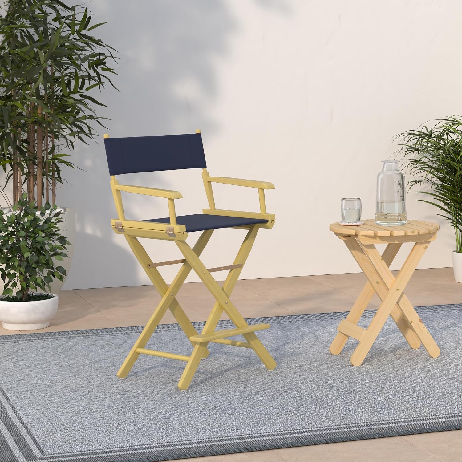 Casual Home 24" Director's Chair Natural Frame with Navy Canvas