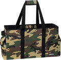 Sturdy Extra Large Utility Tote Bag with Hard Bottom & Sides, Heavy Duty Grocery Tote Bag, Thirty One Utility Tote with Handles for Shopping, Beach, Picnics, Camping, Car (22.5"x11"x12", Camo)