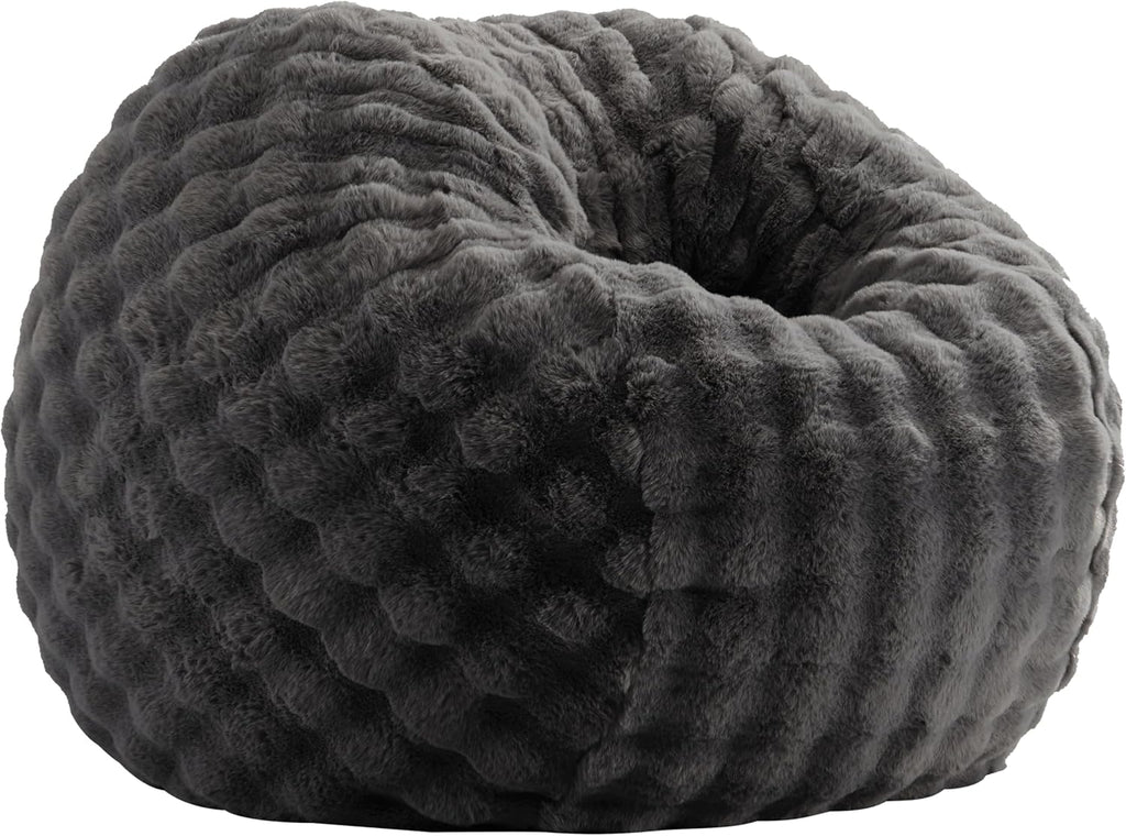 ZurNesfure Bean Bag Chair 3FT Plush Lounger Beanbag with Filler No Assembly Giant Bean Bag with Handle Side Pocket&Machine Washable Cover Large Bean Bag Chair for Adults Home Dorm (Darkgrey, Medium)