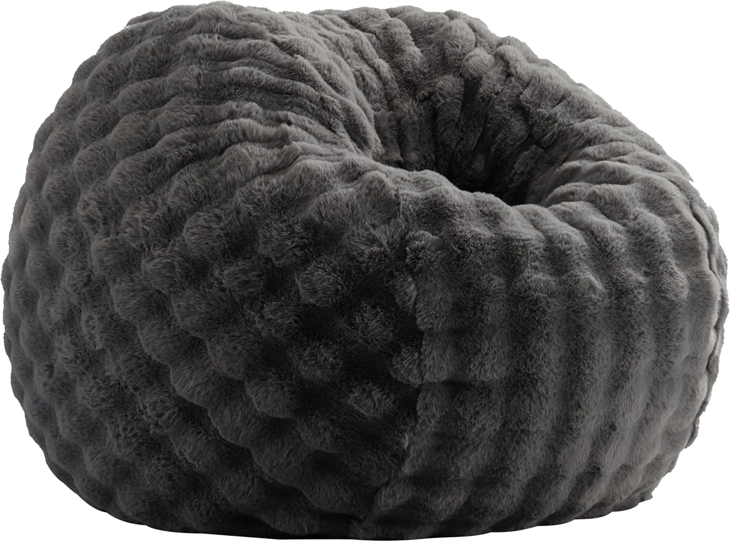 ZurNesfure Bean Bag Chair 3FT Plush Lounger Beanbag with Filler No Assembly Giant Bean Bag with Handle Side Pocket&Machine Washable Cover Large Bean Bag Chair for Adults Home Dorm (Darkgrey, Medium)
