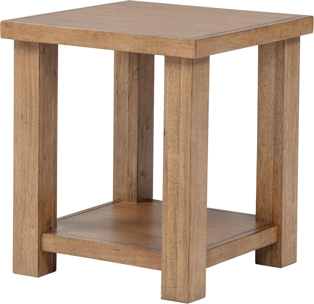 Coaster Home Furnishings - Beasley - Wood - End Table with Square Top, Lower Shelf, and Natural Grain - Living Room - 18-Inch - Golden Oak - 723327