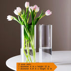 Tall Modern Clear Acrylic Cylinder Flower Vase 4x12 Inch Set of 2 | High Transparency, Unbreakable, Lightweight, Easy To Clean, for Arrangement, Home Decor, Wedding Centerpiece