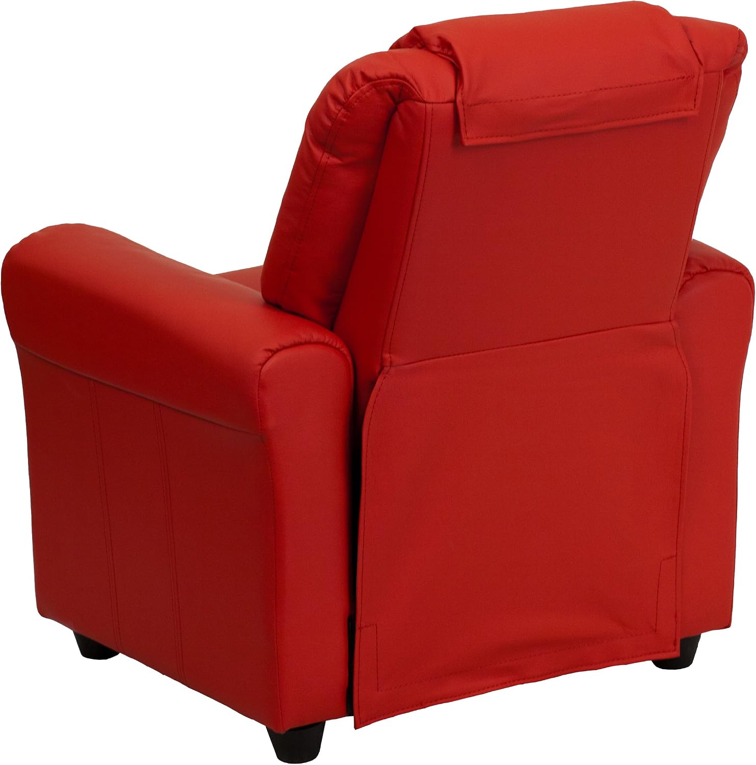 HBCY Creations Kid's Recliner - Red Vinyl Upholstery - Integrated Cupholder - Padded Headrest - Safety Recline Feature