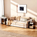 Acrylic End Table Record Player Table with Storage Shelf Clear Side Table Nightstand (Dark Brown Set of 2)