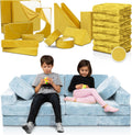 Lunix LX15 Modular Kids Couch 14pcs – Blue + Replacement Yellow Cover – Convertible Play Sofa for Toddlers & Kids – Washable, Soft Foam for Climbing, Building & Resting – Bundle and Save 10%