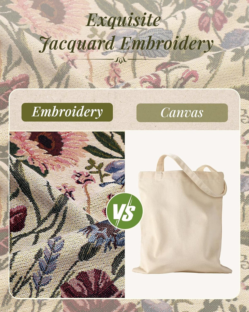 Miss Adola Embroidery Tote Bag for Women - Aesthetic Canvas Bag with Pocket Reusable ToteBag for Work Shopping