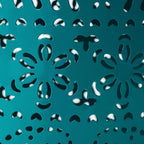 12" Metal Side Table with Floral Cutout for Balcony & Patio: 50 lbs Capacity, Rust-Resistant Teal Finish - No Assembly Required for Instant Decor Upgrade