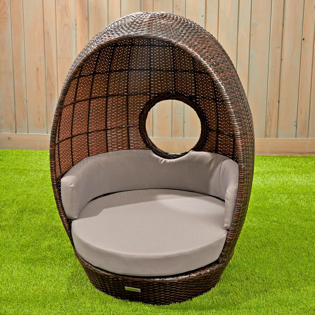 Excellerations Indoor/Outdoor Wicker Egg Reading Nook for Kids