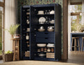 Palace Imports Solid Wood Tall Kitchen Pantry Cabinet - 71.5" H x 48.5" W – Utility Cabinet w/ 6 Shaker Doors, 2 Drawers & 8 Adjustable Shelves – Antique Blue, 100% Eco-Friendly Wood, Made in Brazil