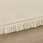 Lush Decor Boho Fringe 15-Inch Tailored Drop Easy Fit Bed Skirt King Size Single 78" W x 80" L +15" Neutral - King Bed Skirt - Wrap Around Bed Skirt