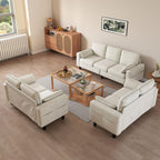 Kinfant 7-Seat Waiting Room Chair- Office Guest Reception Chairs Waiting Furniture Bench with Armrest Modern Upholstered Reception Seating for Salon, Bedroom & Studio, White