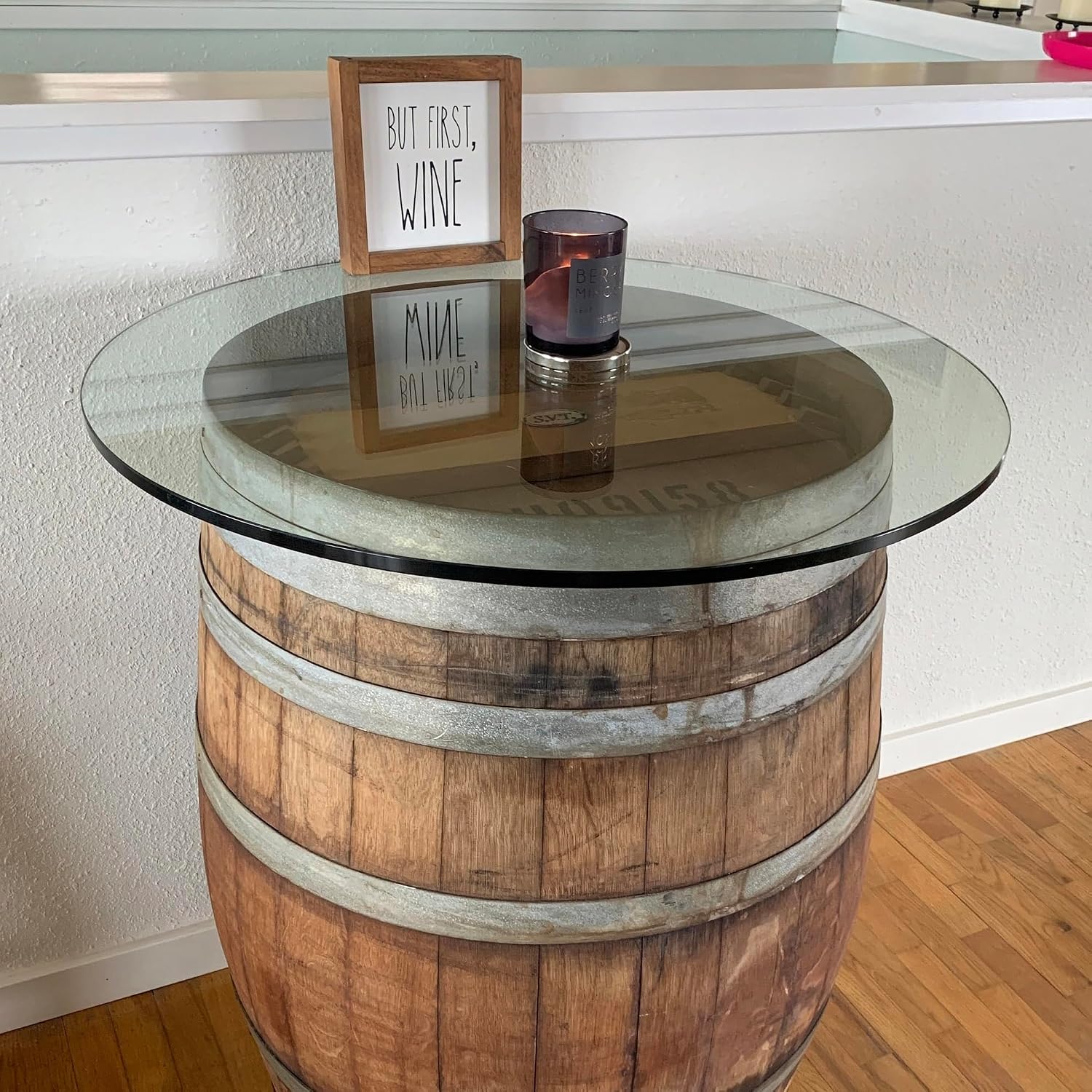 30" Wine Barrel Glass Top
