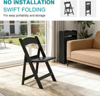 Resin Folding Chairs 4 Pack, 650LB Weight Capacity Foldable Chairs with Padded Seats, Indoor/Outdoor Lightweight Folding Chair for Events, Churches, Schools, Dining, Weekly Services(Black)