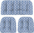 RSH DECOR: 3-Piece Wicker Tufted Cushion Set | 44” x 22" & 22" x 22" | All-Weather Spun Fabric | Water-Resistant | Outdoor Loveseat & U-Shape Cushions for Patio Furniture | Made in USA (Capilla Blue)