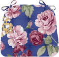 Barnett Home Decor Dining Chair Pads with Ties - Bethanne Blue Floral Size Medium 16.5 x 18 - Latex Foam Filled Windsor Chair Cushions - Machine Washable