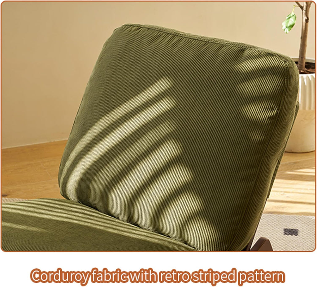 Modern Rocking Chair Recliner, Comfortable Upholstery Glider Chair, Solid Wood Frame, Accent Reading Chair for Bedroom, Living Room, Nursery, Green