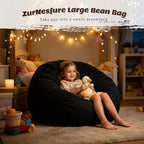 ZurNesfure Bean Bag Chairs for Adults 3FT Large Bean Bag Chair Memory Foam Filled Lazy Sofa with Removable Washable Cover Beanbag for Living Room Bedroom Dorm (Black, Medium)