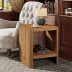 Solid Wood End Table, 2-Tier Small Side Table with Open Storage Shelf, Rustic Nightstand for Living Room, Bedroom, or Small Spaces, Easy Assembly (2, Natural Wood)