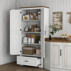 69" Tall Kitchen Pantry Storage Cabinet, Farmhouse Freestanding Pantry Cabinet with 2 Doors, Drawer and Adjustable Shelves for Dining Room, White,15.7 * 31.5 * 68.9