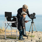 mefeir 26" Tall Folding Directors Chair with Side Table,Portable Makeup Artist Bar Height, Steel Frame 300 lbs Capacity, 19.2" D x 23.6" W x 40.5" H