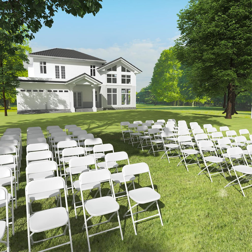 10 Pack White Folding Chairs, Plastic Folding Chairs Outdoor Indoor, 350lb Capacity,Portable Event Chair, Lightweight Folding Chair,for Events Office Wedding Party Rental Picnic Patio