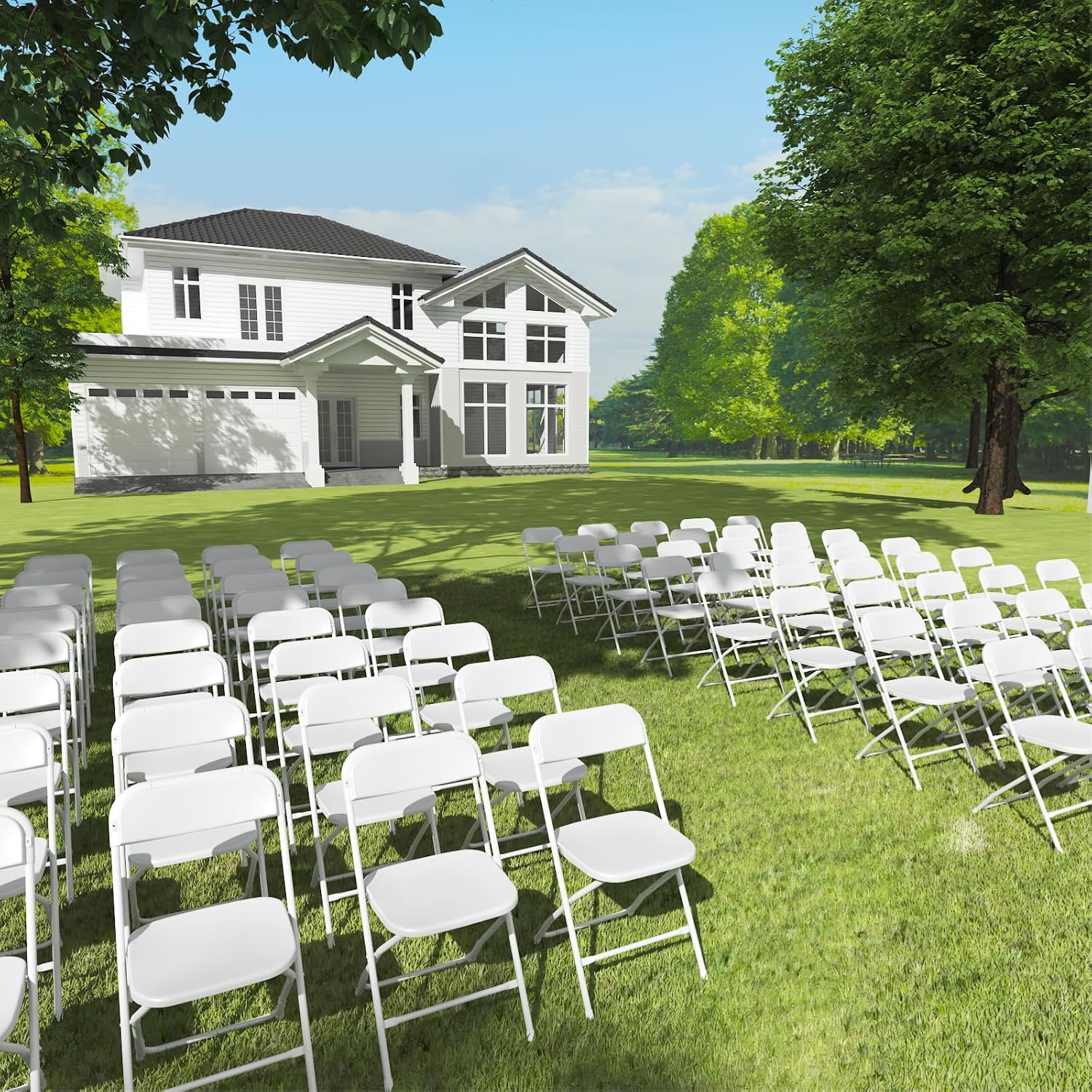 White Folding Chairs 2 Pack, Plastic Folding Chairs Outdoor Indoor, 350lb Capacity, Portable Event Chair, Lightweight Folding Chair, for Events Office Wedding Party Rental Picnic Patio