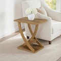 Convenience Concepts Newport Criss-Cross Chairside End Table 22" - Transitional Narrow Side Accent for Contemporary Living or Modern Family Room, Weathered Brown