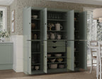 Palace Imports Solid Wood Pantry Cabinet – 71.5" Tall x 65" Wide - Wooden Storage Cabinet w/ 8 Shaker Doors, 2 Drawers, 12 Adjustable Shelves - Kitchen Cupboard - Sage, 100% Eco-Friendly Pine Wood